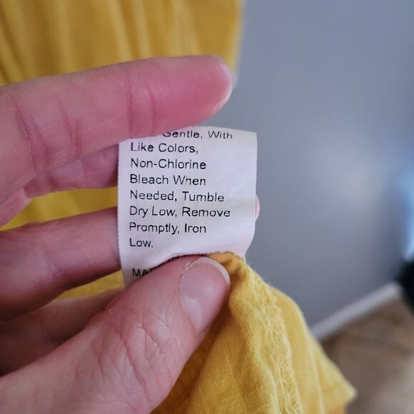 Shein Women's Small Prairie Cottage Core Dress Long Sleeve Crochet Detail Mustar - Picture 8 of 8